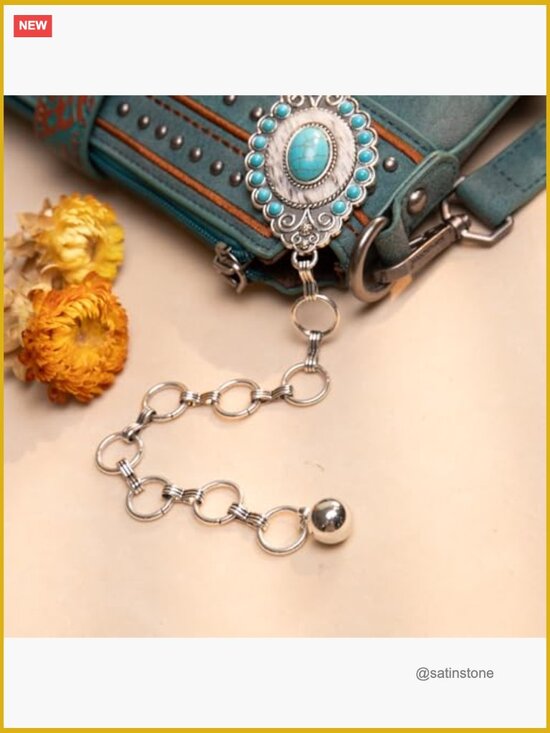 Large Western Concho Metal Chain Belt with Lobster Claw Clasp